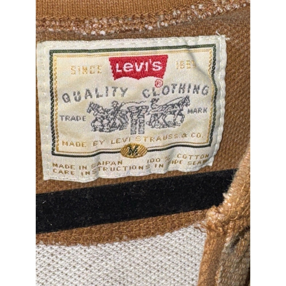 Vintage Levis Henley Shirt Mens XL Orange Rust Contrast Stitch 90s Long Sleeve - Picture 3 of 6